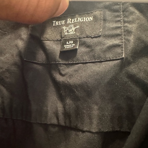 True Religion Button Up shirt Black name print all over - Picture 2 of 2